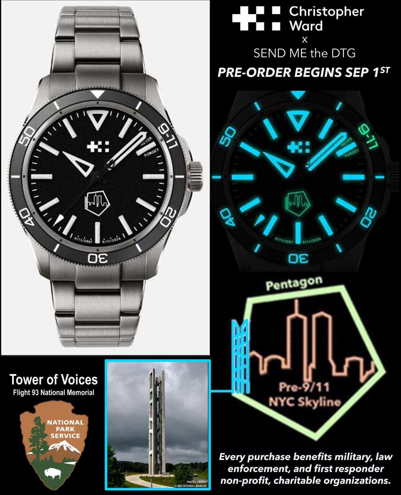 Christopher Ward × SEND ME the DTG, 9/11 25-Year Tribute Watch
